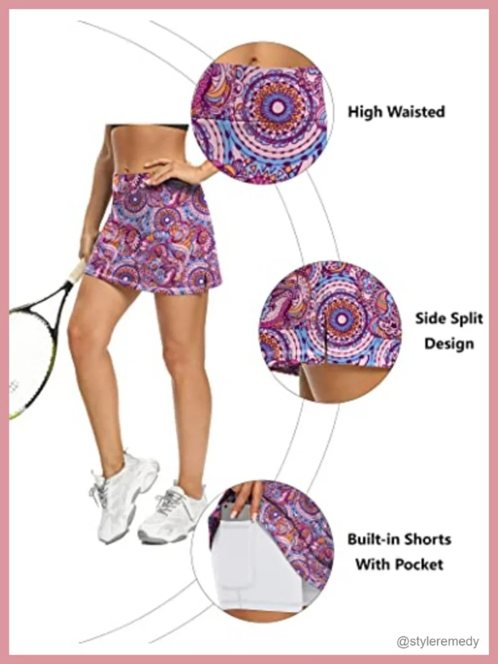 Nylon Spandex Tennis Skort for Women with Pockets Athletic Running Mini